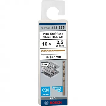 Twist drill bit Bosch Metal drill bit HSS-Co DIN 338 diameter 2.5 mm
