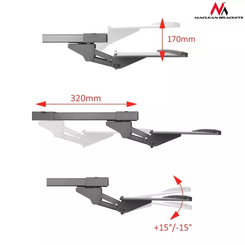 Maclean MC-757 Tastatur- und Mausablage für Schreibtisch, 67 cm Oberfläche