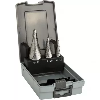Stufenbohrer-Set Bosch HSS mit 3-Flächen-Schaft für Aluminium und Kunststoff