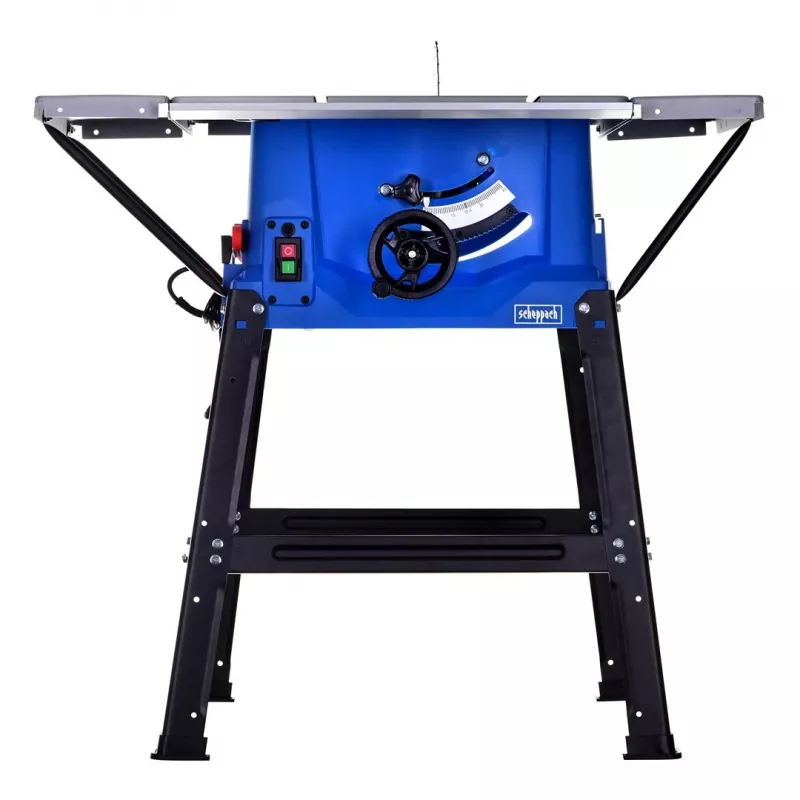 Tischkreissäge Scheppach HS100S Special Edition — 2000 W, 250 mm Sägeblatt, 85 mm Schnitttiefe, 0–45° Gehrung, klappbarer Standfuß