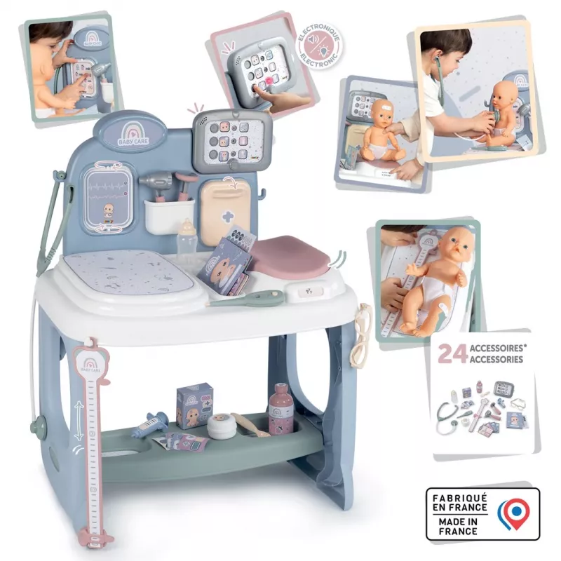 Smoby Baby Care Center Modell 2024 240305 mit Zubehör und interaktiven Funktionen