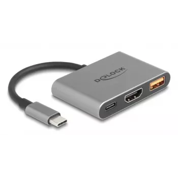 DeLOCK 61071 Videokabel-Adapter 0,1 m USB Type-C USB Type-C USB Type-A HDMI Grau