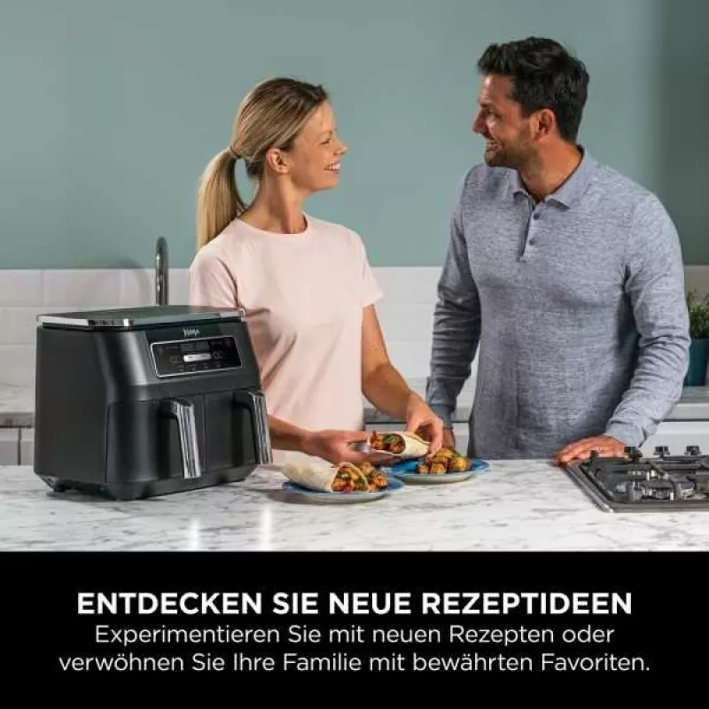 Ninja AF200EU Fritteuse Doppel 7,6 L Stand-alone 2400 W Heißluftfritteuse Schwarz