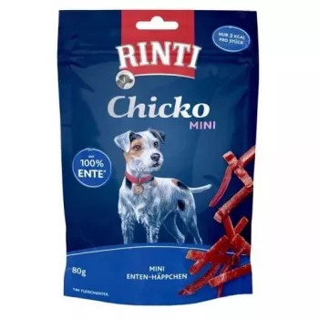 Hundetrainingsleckerlis RINTI Chicko Mini Ente 80 g — getreidefrei, Entengeschmack, 55 % Protein, Beutel