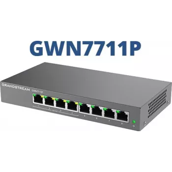 Managed L2 Gigabit PoE-Netzwerk-Switch Grandstream GWN7711P — 8x RJ-45 10/100/1000, 48V DC, Desktop/Wandmontage