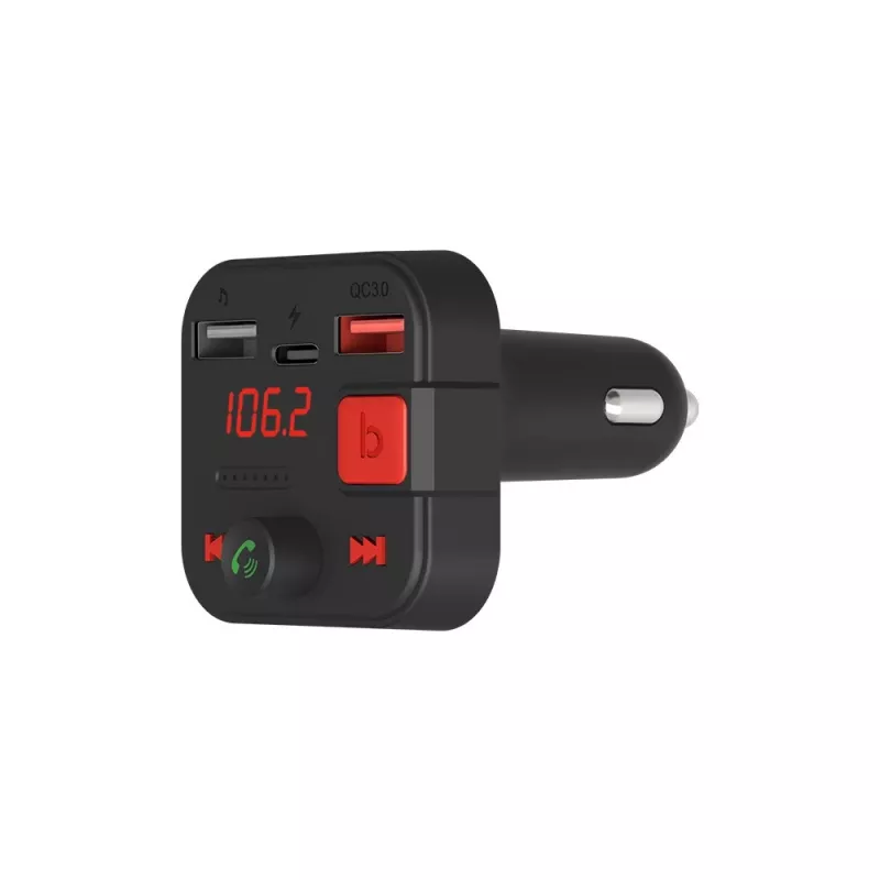 SAVIO FM-Sender, Bluetooth 5.3, QC 3.0-Ladegerät, LED-Display, Bass Boost, TR-15, schwarz