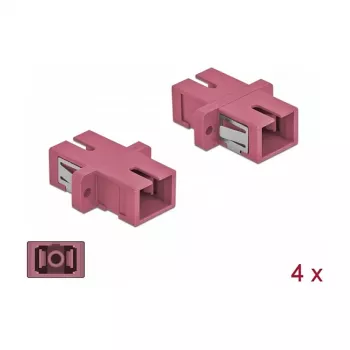 Glasfaserstecker SC Buchse–Buchse DELOCK 85995, violett, 4er-Pack
