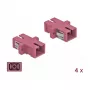 Glasfaserstecker SC Buchse–Buchse DELOCK 85995, violett, 4er-Pack