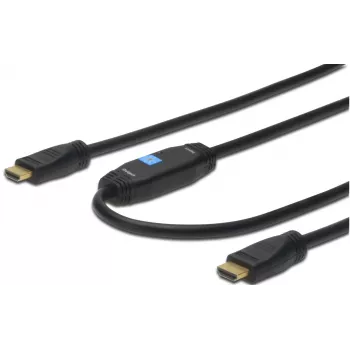 Assmann HDMI High Speed-Verbindungskabel. Typ A. mit Verstärker. M/M. 40,0 m. ehemals HDMI 1.3. UL. bl. gold (AK-330105-400-S)