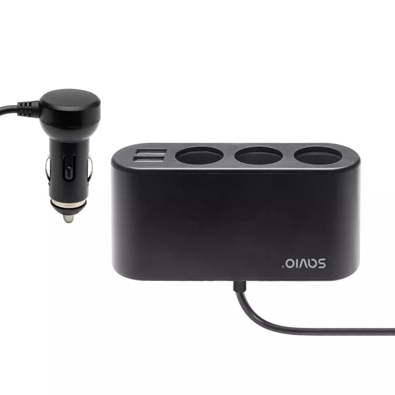 Auto-USB-Ladegerät SAVIO SA-024 — universelles Ladegerät für Mobilgeräte, Eingang 12–24 V, Ausgang 5 V, schwarz, Zigarettenanzünder