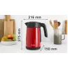 Elektrischer Wasserkocher Bosch TWK7L464 – 1,7 L Fassungsvermögen, 2400 W, rot, Kunststoffgehäuse