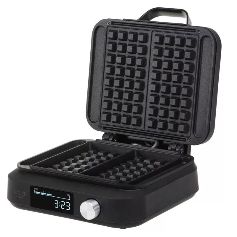 Waffeleisen Adler AD 3087 — elektrisches belgisches Waffeleisen, 2200 W, 2 rechteckige Platten 9×17 cm, schwarz