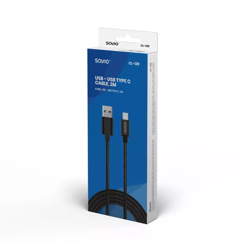 Savio CL-129 USB-Kabel 2 m USB 2.0 USB A USB C Schwarz