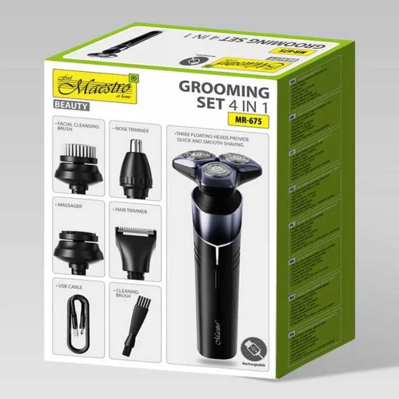 Elektrisches 5-in-1 wiederaufladbares wasserdichtes Rasierset Maestro MR-675 mit USB-Ladefunktion