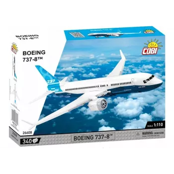 Bauset Cobi Boeing 737-8 — 340 Teile, empfohlenes Alter 7+, blau und weiß
