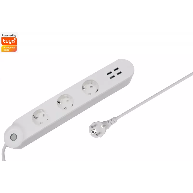 Intelligente Steckdosenleiste Denver SHP-300U 3 AC-Steckdosen Typ E 4 Weiß