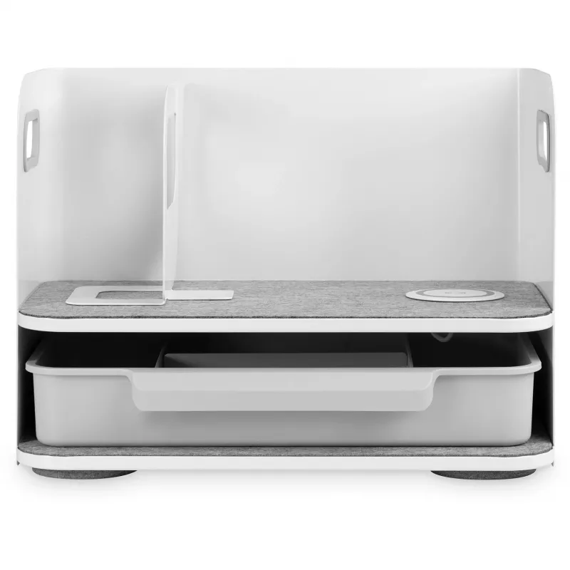 Digitus Desktop-Organizer mit Qi-Ladegerät Stahl Grau Weiß 1 Schublade
