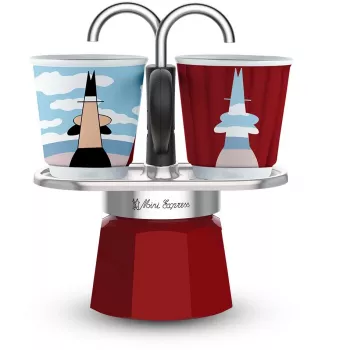 Herd-Mokkakanne BIALETTI MINI EXPRESS Magritte rot – Modell 0001406, kleine Herd-Espressokanne