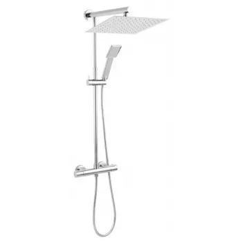Duschset FERRO Tytan mit quadratischer Regendusche und Thermostatarmatur, Chrom (NP75SQ-TRV7U)