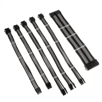 Kabelverlängerungsset Kolink Core Adept — umflochtene PET-Ummantelung, Kupferleiter, Längen 300–350 mm, 6-teiliges Set