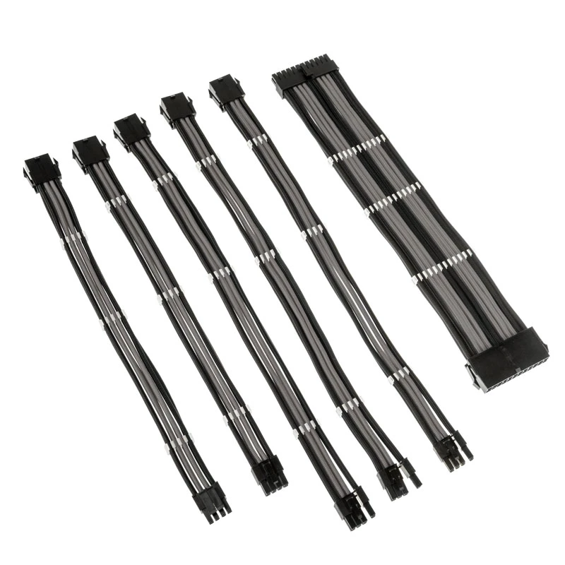 Kabelverlängerungsset Kolink Core Adept — umflochtene PET-Ummantelung, Kupferleiter, Längen 300–350 mm, 6-teiliges Set