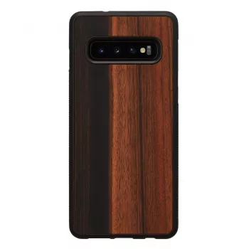 Smartphone-Hülle man and wood für Samsung Galaxy S10 — Ebenholz schwarz, schützende Holzrückseite und Stoßfänger