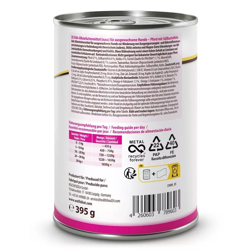 Wolfsblut VetLine Hypoallergenic Nassfutter für Hunde mit Pferd, 395 g
