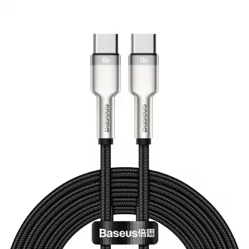 USB‑C auf USB‑C Kabel Baseus Cafule Metal – 2 m, 100W Ladeleistung, USB 2.0 (480 Mbit/s), verzinkte Kontakte, schwarz