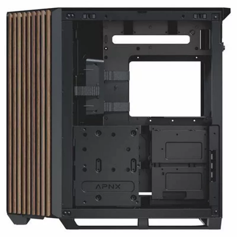 APNX V1-W-BK-v1 Midi-Tower Schwarz, Holz