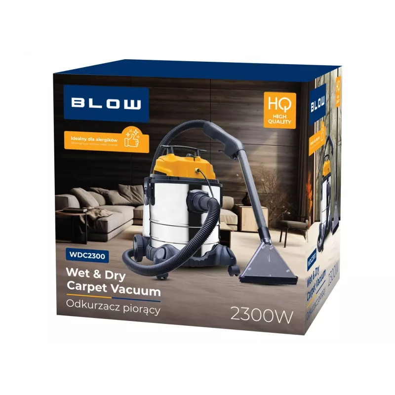 Aufsitz-Waschsauger BLOW WDC2300 — Schmutzwasser 25 l, Frischwasser 4,5 l, 1,5 m Schlauch, 6 m Kabel, 7,35 kg
