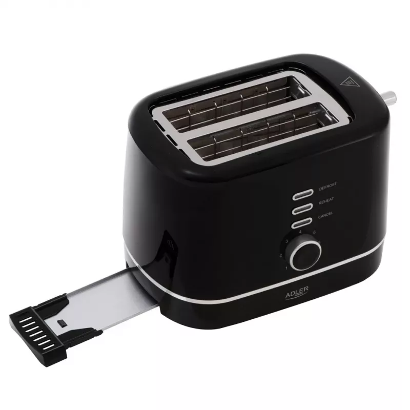 Adler AD 3224b Toaster mit Brötchenaufsatz 7 Bräunungsstufen schwarz