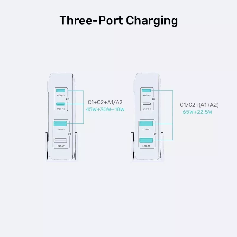 Unitek Schreibtischladegerät P1229ABK01-EU 100 W mit 2× USB-A und 2× USB-C