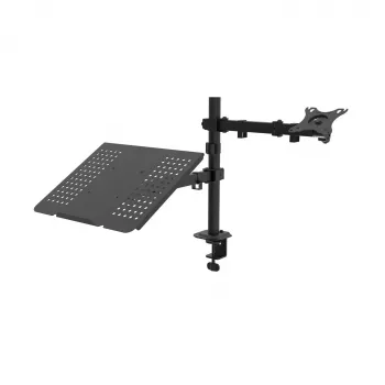 Akyga AK-MB-04 Monitor-Tischhalterung mit Laptop-Ablage, 15-32 Zoll, 2x 10 kg, VESA 75x75 / 100x100, schwarz