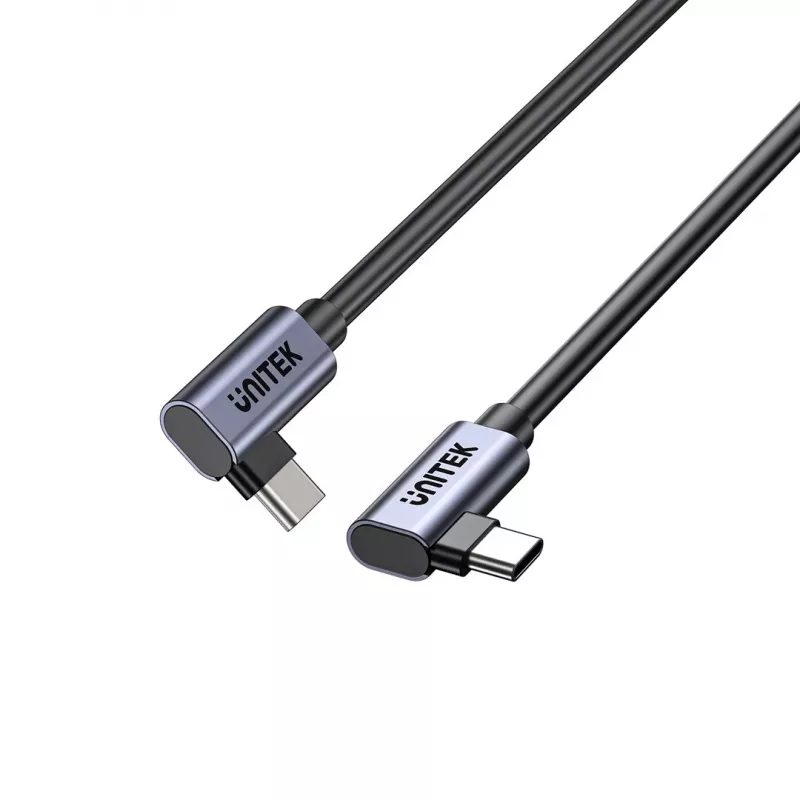 USB-C Kabel Unitek C14147ABK01-1M, 1 m, 90° abgewinkelte Stecker, USB PD 3.0 100W, Daten 480 Mbit/s, schwarz
