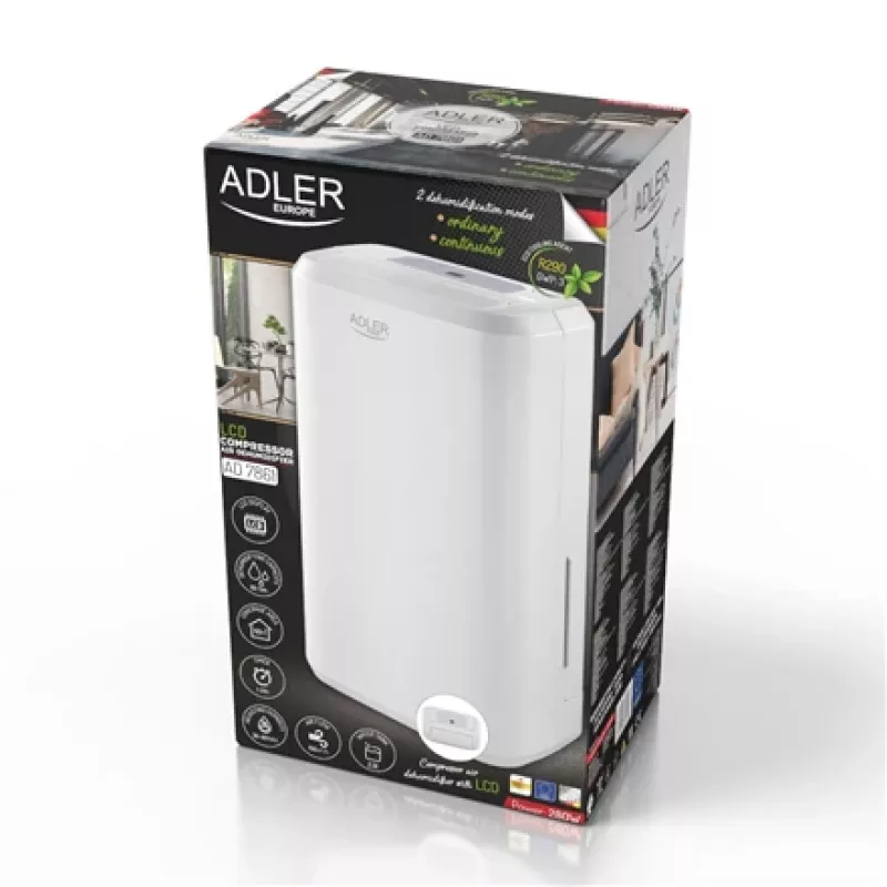 Luftentfeuchter Adler AD 7861, 280 W Leistung, 2 L Wassertank