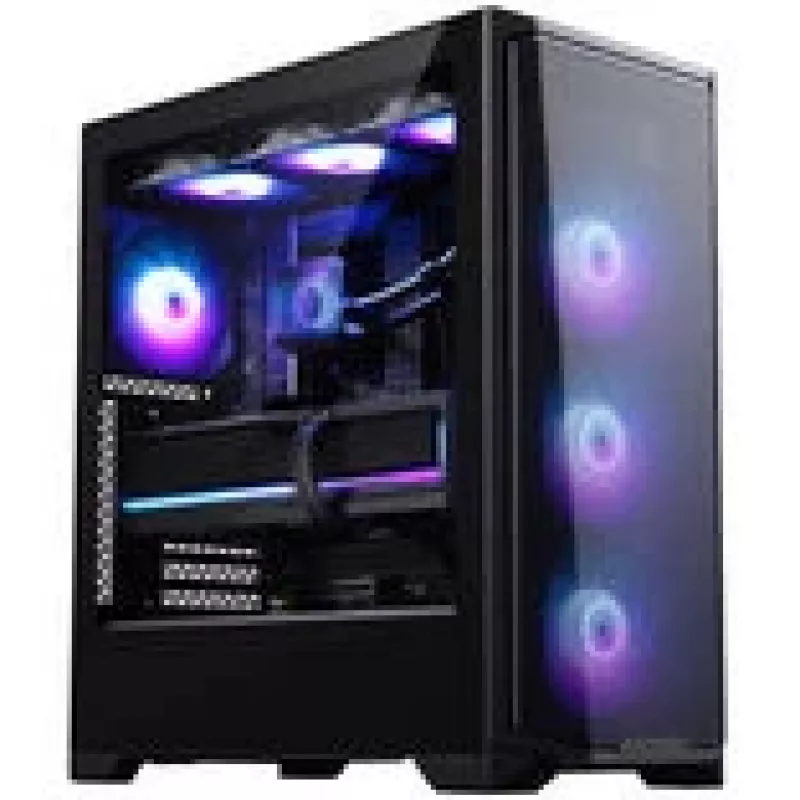 PHANTEKS Eclipse G370A PC-Gehäuse, Midi-Tower, SSI-EEB, RGB, gehärtetes Glas - inklusive 3x 120-mm-Lüfter, schwarz