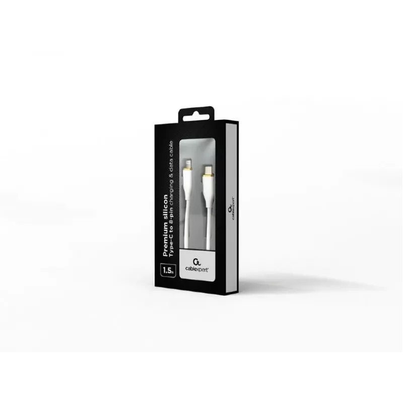 Gembird CC-USB2S-CM8PM-1.5M-W USB-C-auf-8-Pin-Lightning-Kabel, 1,5 m, Weiß