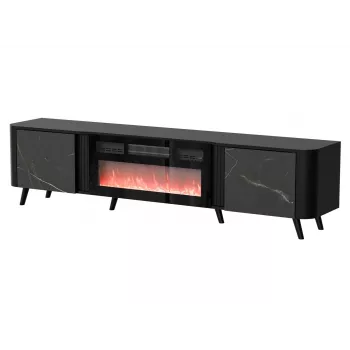 TV-Schrank Cama Meble Volare 200 x 39 x 49 cm, schwarz/san sebastian mit Kamin