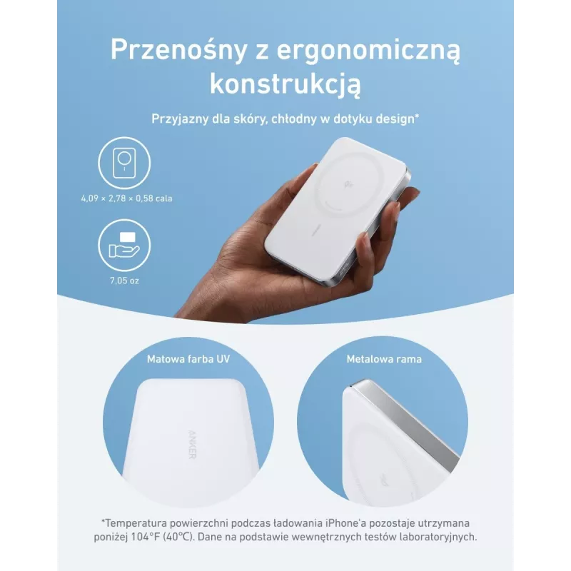Anker MagGo Power Bank 10K Magnetisch Kabellos Weiß, Weiß