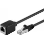 Wentronic Goobay CAT 5e Verlängerungskabel F/UTP, Schwarz, 1 m – Kupfermaterial, RJ45-Stecker (8P8C) auf RJ45-Buchse (8P8C) (91886)
