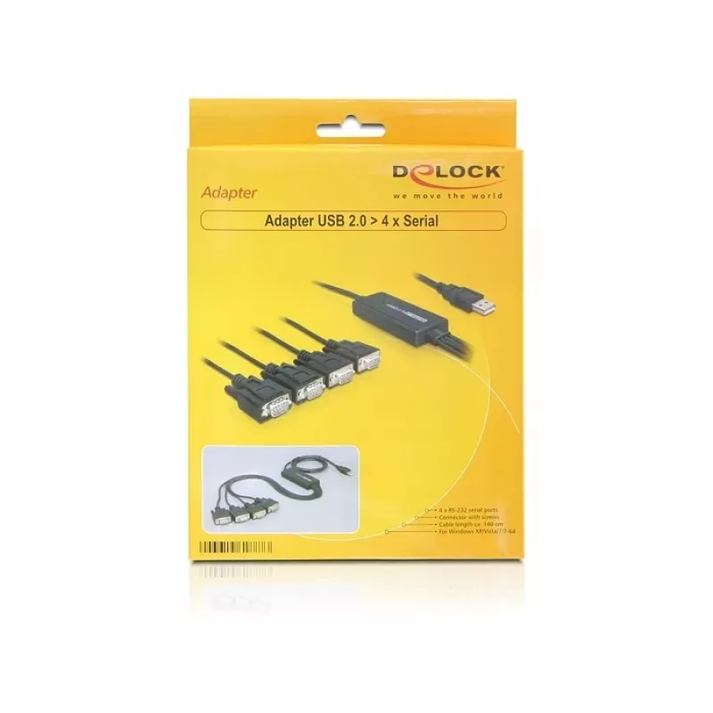 DeLock USB2.0 > 4 x Seriell Adapter - Seriell Adapter - USB - RS-232 x 4 (61887)
