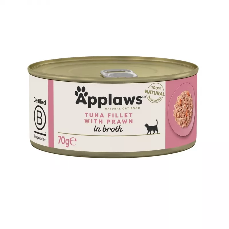 APPLAWS Thunfischfilet mit Garnele in Brühe - Nassfutter für Katzen - 70 g