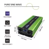 Qoltec Monolith Spannungswandler | Batterieladung | USV | 2000W | 4000W | 12V auf 230V | Reine Sinuswelle | LCD schwarz-grün