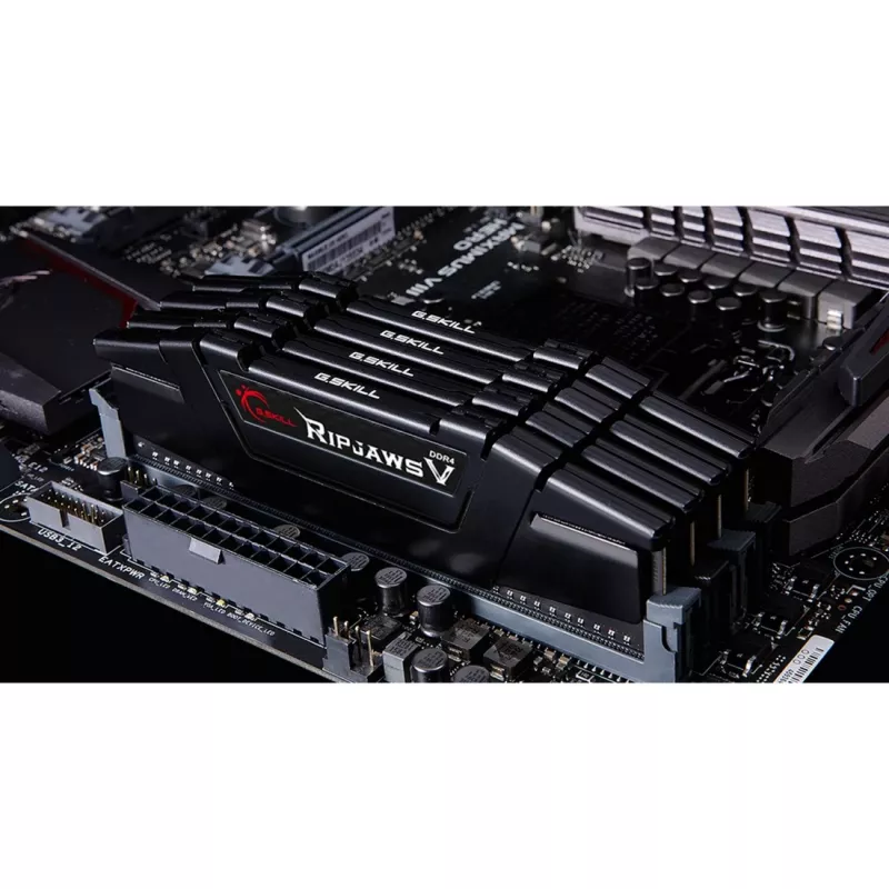 DIMM 64 GB DDR4-3600 (4x 16 GB) Quad-Kit, Arbeitsspeicher schwarz, F4-3600C16Q-64GVKC, Ripjaws V, INTEL XMP