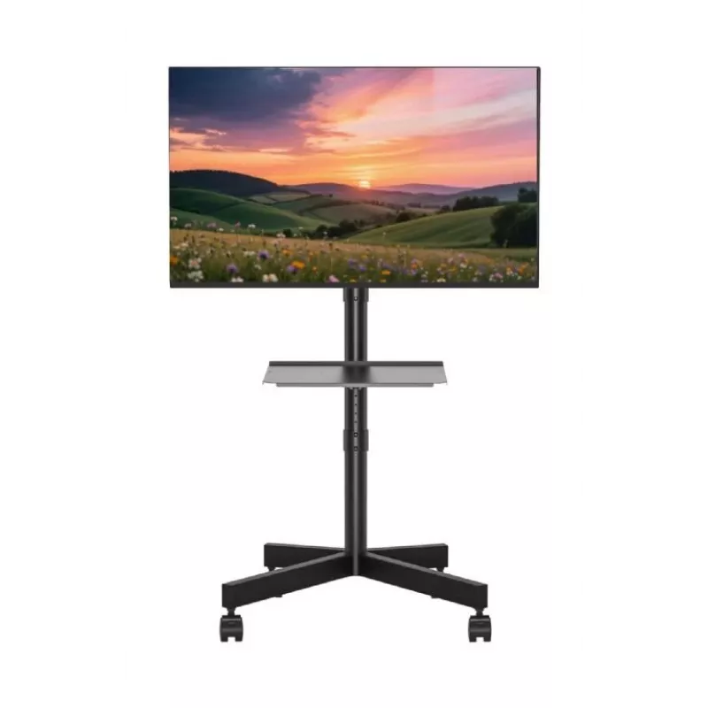 Gembird TV-Bodenständer mit Rollen (neigbar) für 32 Zoll–55 Zoll, VESA 100x100–400x400, max. Traglast 30 kg, schwarz