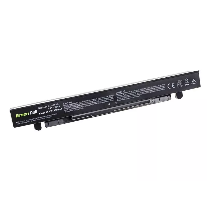 Laptop-Akku Grün Cell AS68 für ASUS A450 A550 R510 X550 Serie, Li-Ion 14,4 V 4400 mAh, 4 Zellen, schwarz