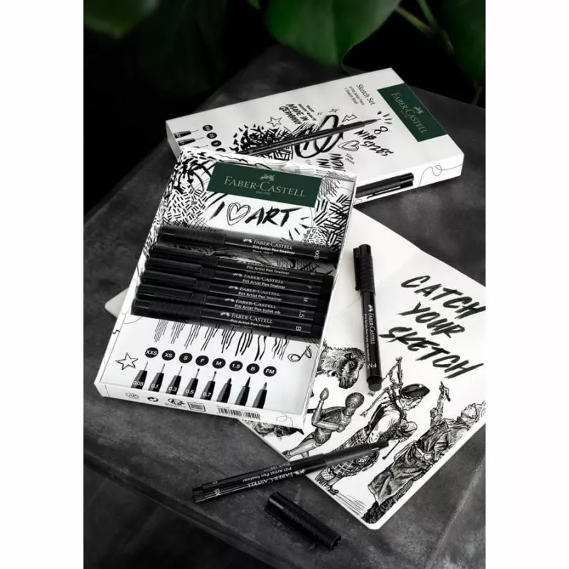 Faber-Castell 267102 Fineliner Multi Schwarz 8 Stück Rundspitze