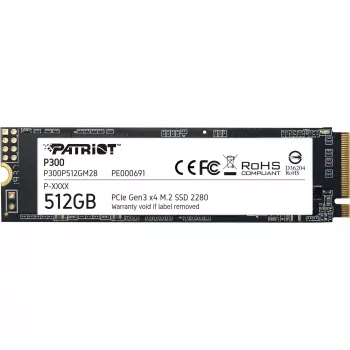 Interne SSD PATRIOT P300 512 GB M.2 PCIe NVMe — Lesen 1700 MB/s, Schreiben 1200 MB/s, 3D NAND, 3,8 mm, TBW 240