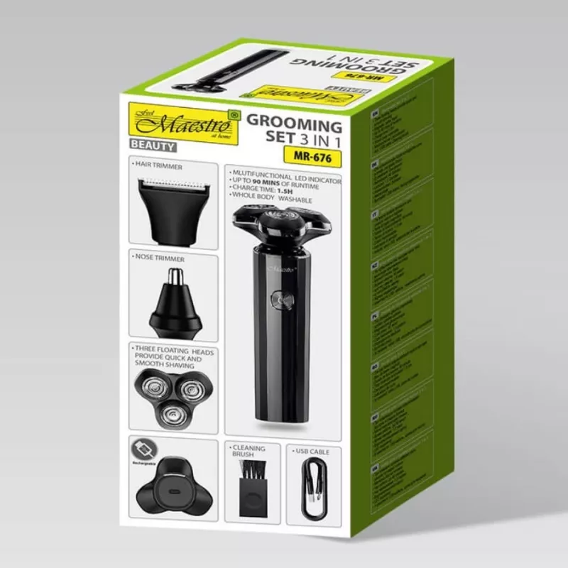 Rasierset Maestro MR-676 3-in-1 USB-aufladbar kompaktes Design