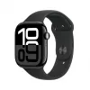 Apple Watch Series 10 GPS 46mm Gehäuse aus Aluminium in Jet Schwarz mit schwarzem Sportarmband – M/L